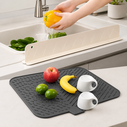 2-in-1 Kitchen Essentials Combo – Silicone Dish Drying Mat + Sink Splash Guard